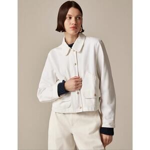 J Crew Short Barn Cotton Twill Cropped Zip Jacket US Women's XS